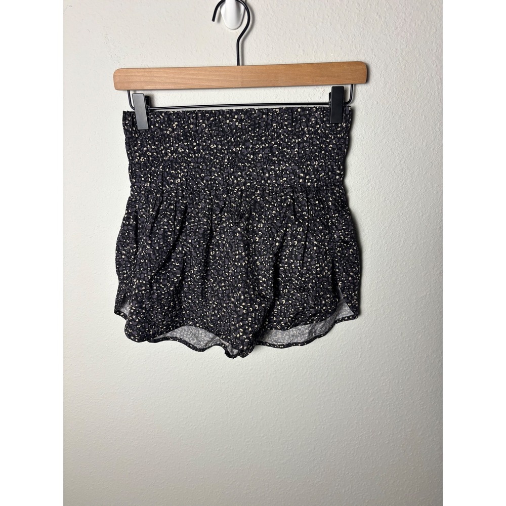 ☀️Free People FP Movement The Way Home Printed Shorts Black Tan Leopard M